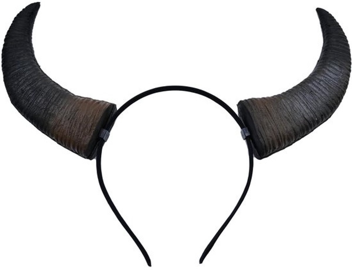 Buffalo Horn-hoofdband voor dierenkostuums - zwart plastic - 34.50 x 20.00 x 3.50 cm