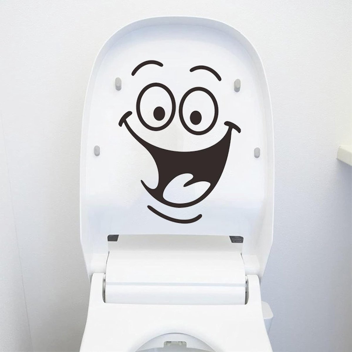 2 stuks wc-stickers, wc-dekselstickers met smiley gezicht, pvc waterdichte sticker toilet grappige karikatuur, toilet afneembare doe-het-zelf stickers, voor badkamer, keuken, muurstickers enz