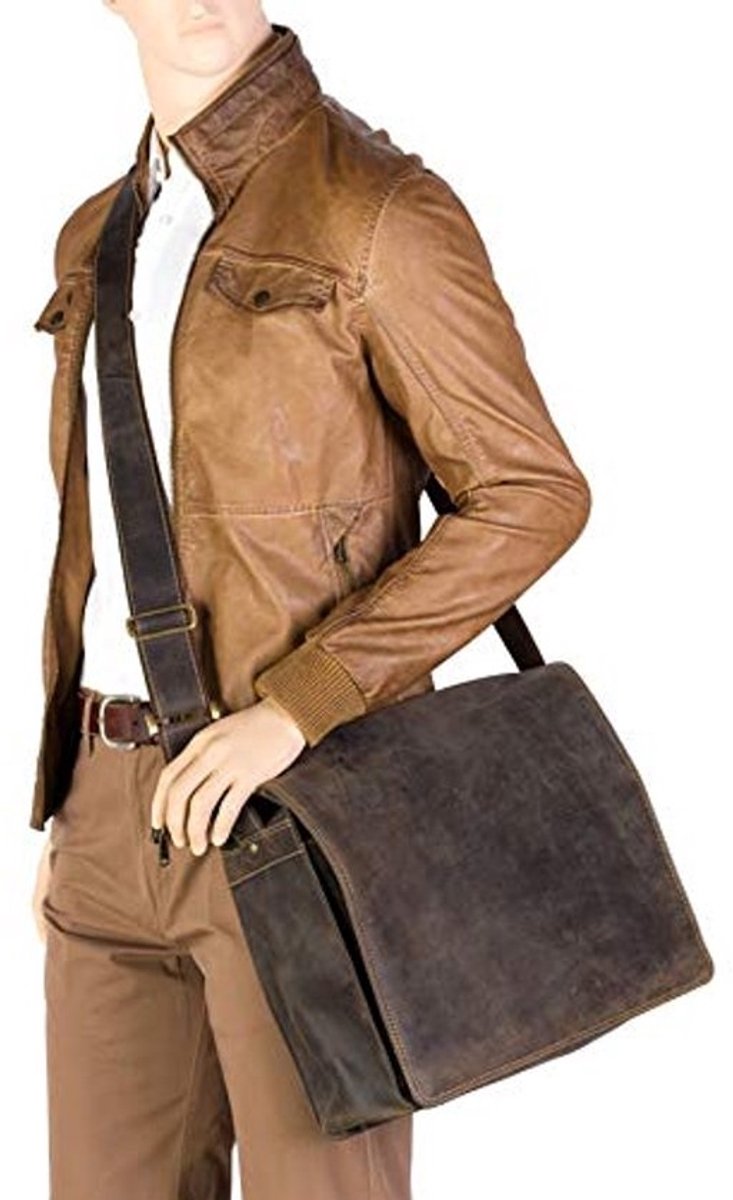XL Messenger Bag voor Laptop - Leer - Schouder- en Crossbodytas - Duurzaam en Ruim - Perfect voor Werk en Zakelijk Gebruik