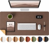 Sounix Dubbelzijdige Bureau Onderlegger - Bureaumat Kunstleer - 90x45 cm - Muismat XXL - Onderleggers - Bureau Organizer - Bonenpasta