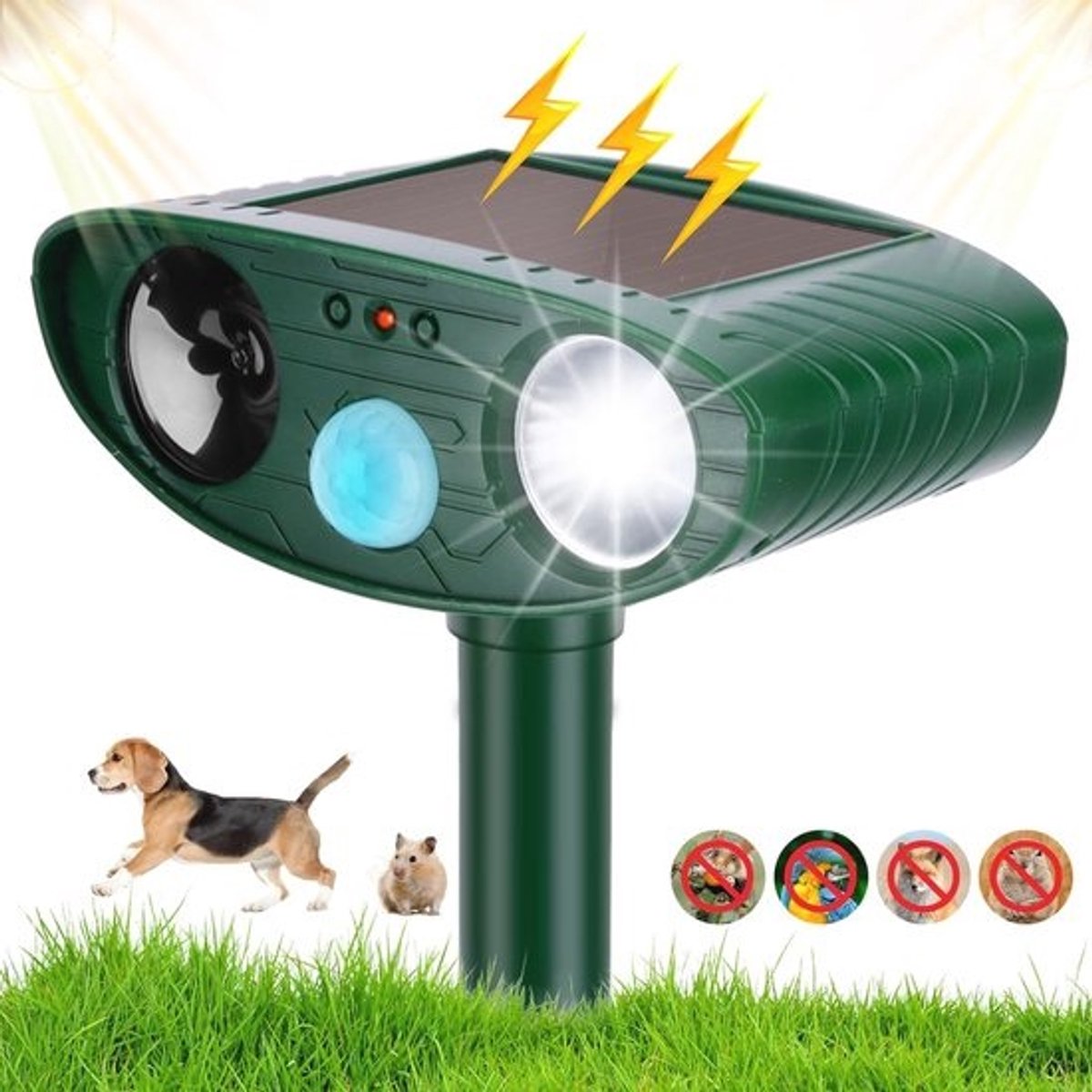 Ultrasone Dierenverjager met Bewegingssensor – Effectieve Afweer tegen Katten, Honden en Vogels voor in de Tuin