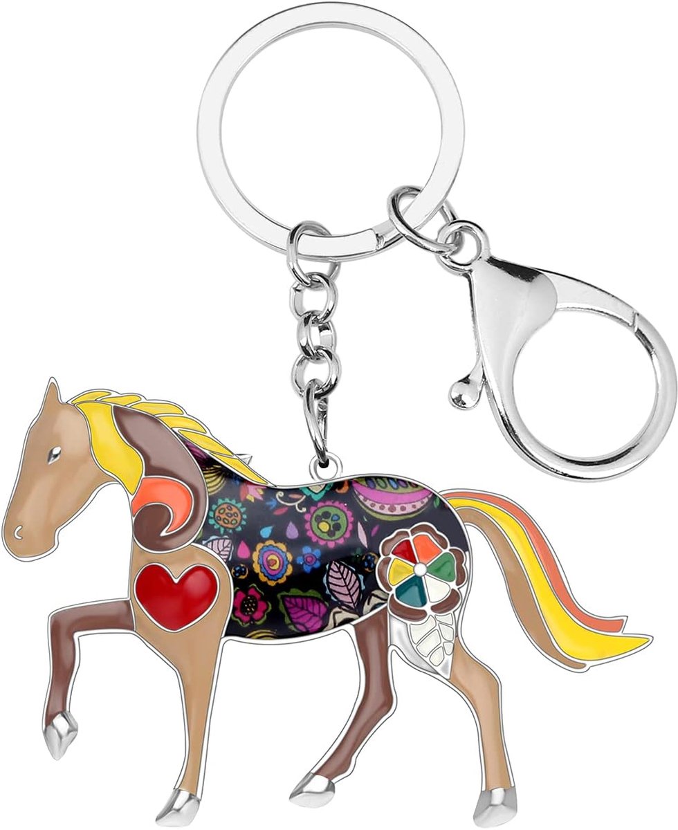 Metalen Paard Sleutelhangers Voor Vrouwen Meisjes Geschenken Auto Portemonnee Dier Hanger Charms