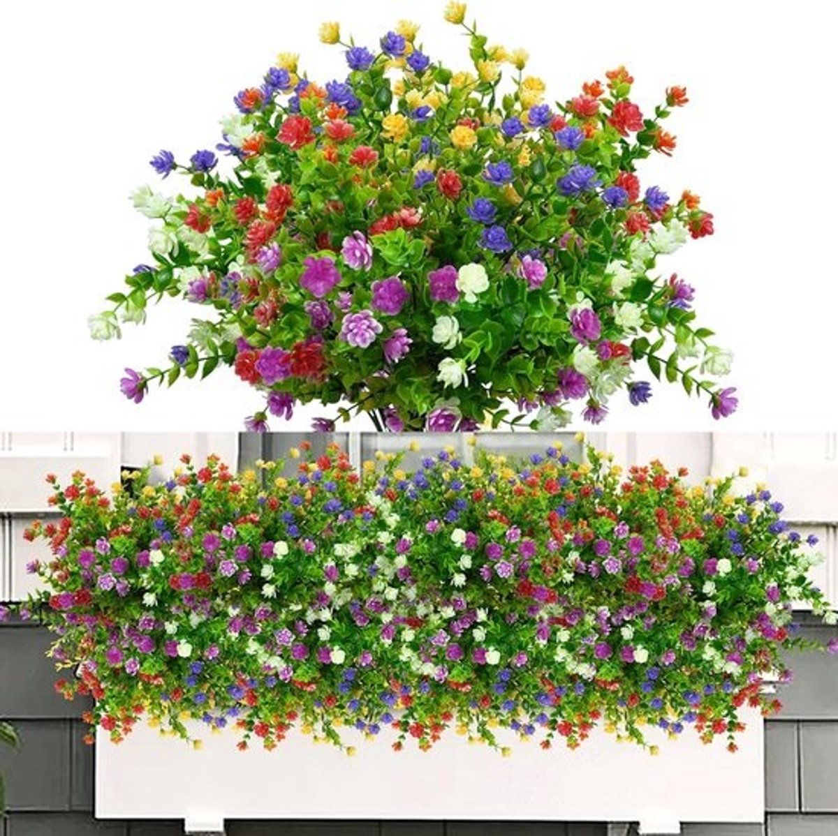 6 Bundels Weerbestendige Kunstbloemen voor Balkon en Tuin - UV-bestendig en Onderhoudsarm
