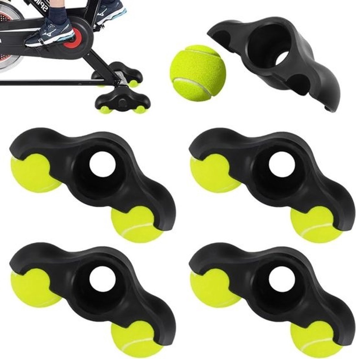 Rocker Plate Voeten Set van 4 Stuks voor Indoor Fietstraining - Demping, Stabiliteit en Compatibiliteit met Fietstrainers en Tennisballen
