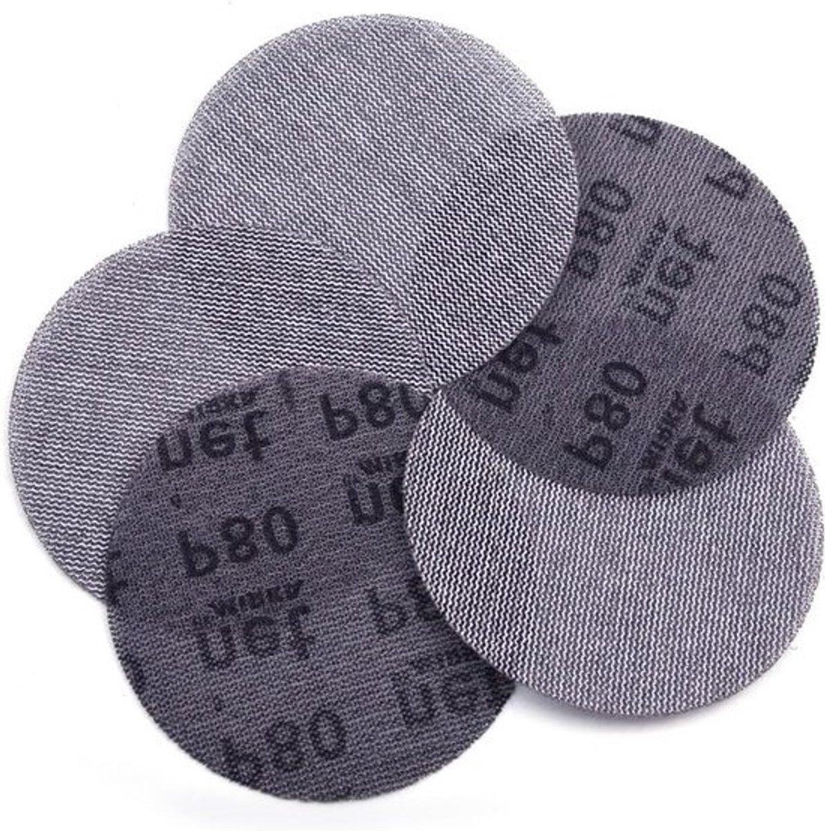 Set van 5 ronde schuurdiscs van 125 mm, 180 grit, stofvrije mesh schuurpads voor hout, auto en vloeren