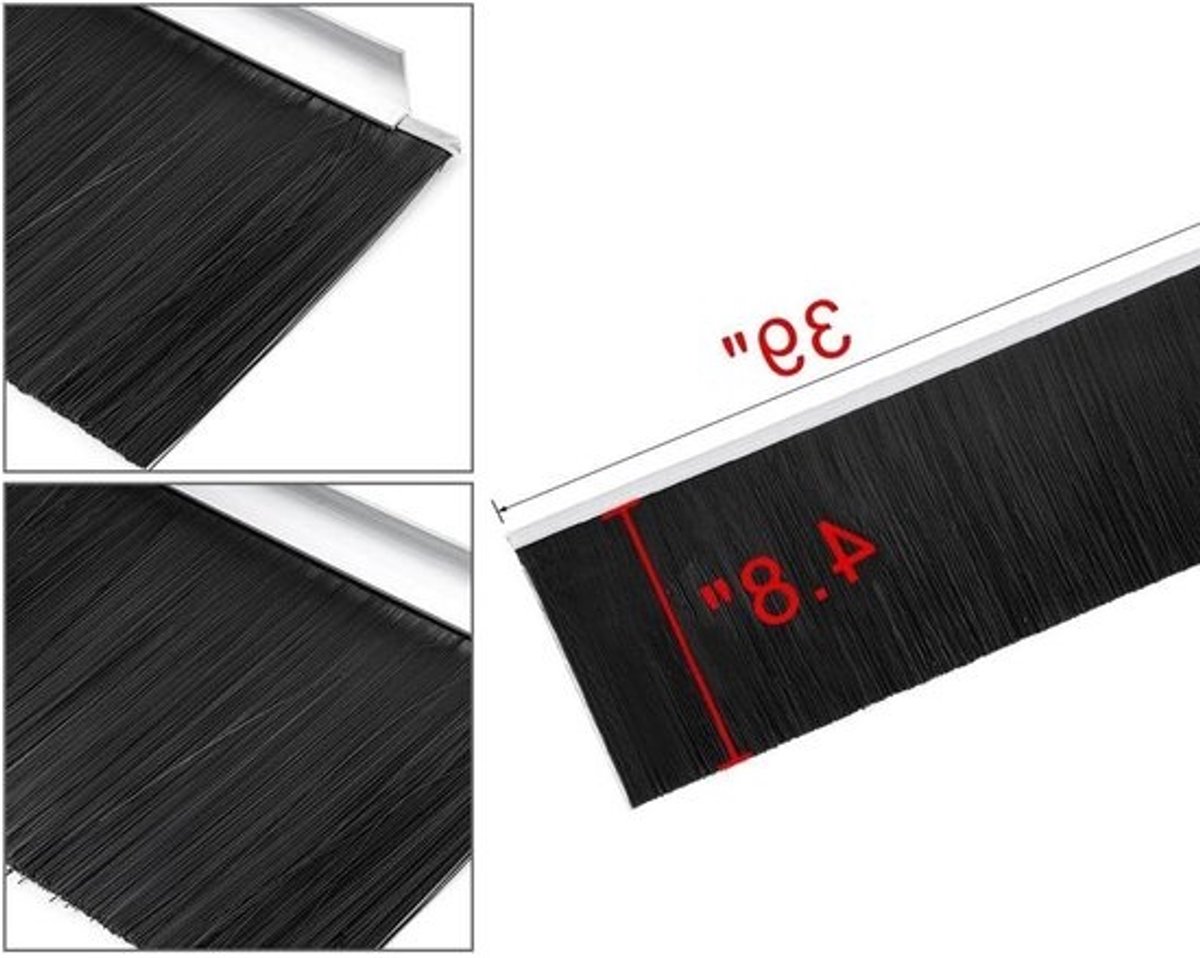 Deurborstel voor Grote Openingen, 121mm F-vormige Aluminium Basis met Nylon Borstel, Deur Dichtingsstrip en Stofstopper, Zwart, Ideaal voor Energiebesparing en Geluidsisolatie