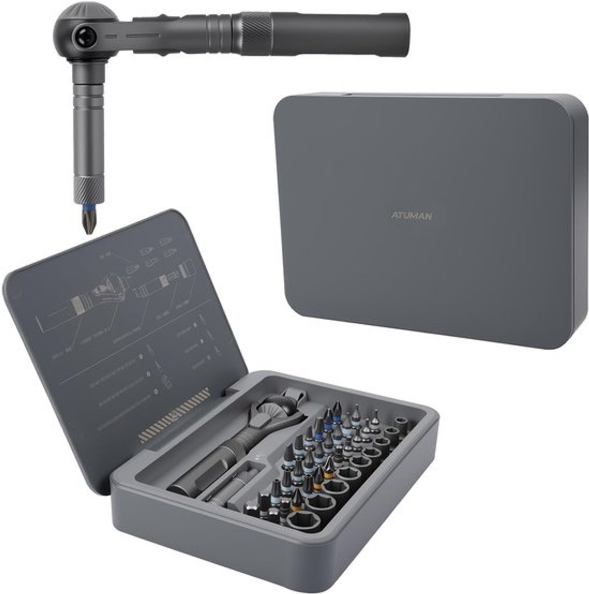 Dailygoody - Magnetische Ratchet Schroevendraaier Set - Precisie Gereedschap - 40-in-1 - Geschikt voor Elektronica - Ideaal voor Reparaties - Han