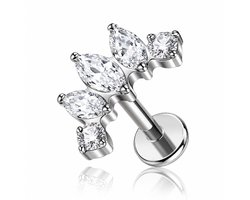 Maevi® Piercing voor Oor - Kleur: Zilver - Formaat: 12 x 6 MM - Titanium - Tragus / Kraakbeen / Helix / Conch - Oorpiercing - Piercing Sieraad - Hoge Kwaliteit - Labret Piercing - Luxe Sieraad - Oorbellen