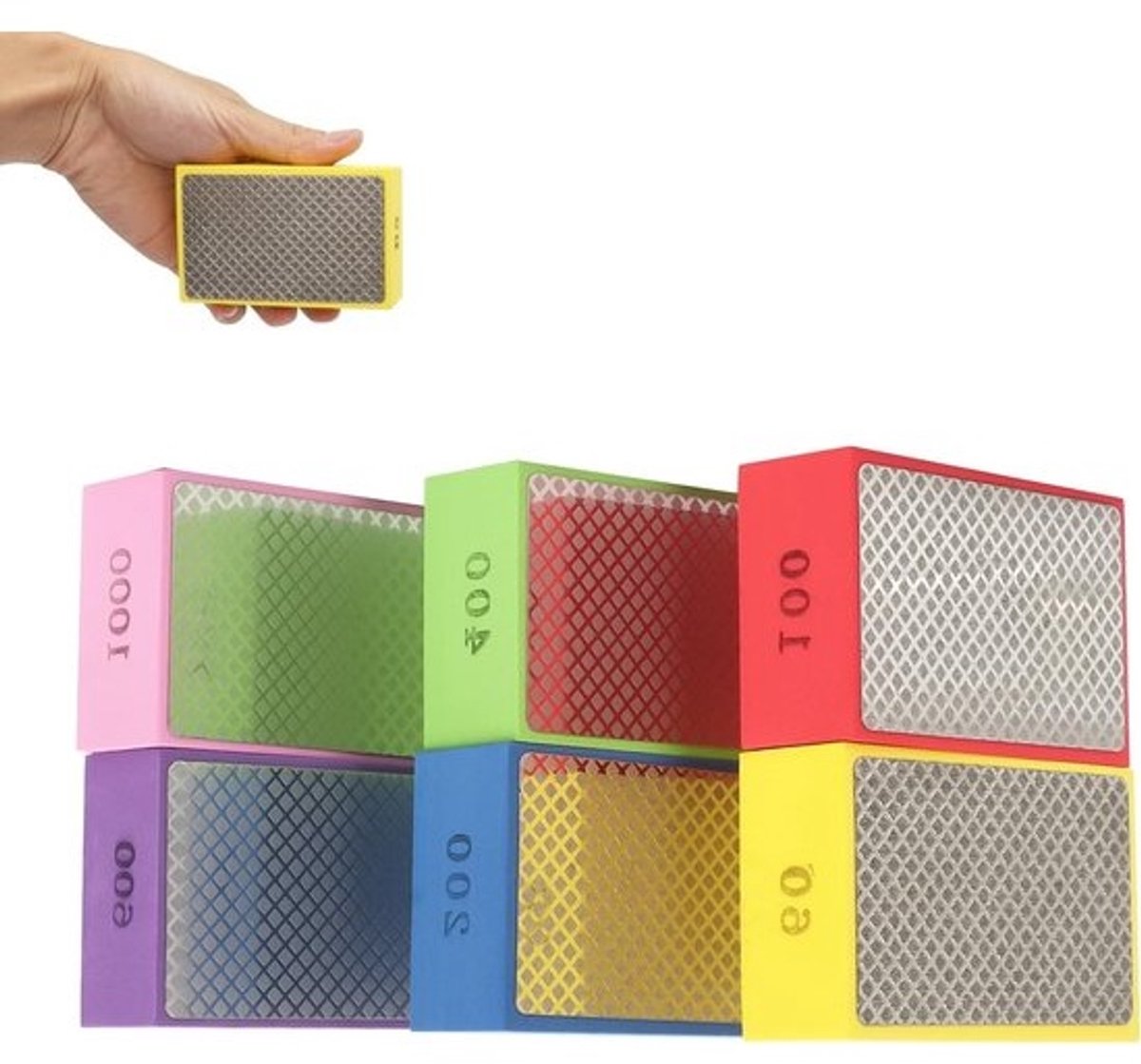 6 stuks diamanten schuurpads voor porselein, tegels, keramiek en glas - 60, 100, 200, 400, 600, 1000