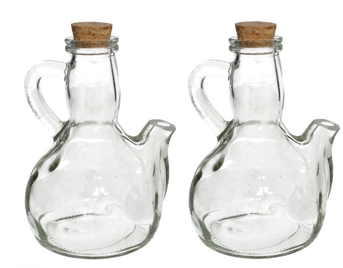 River Oil - Olie en Azijnstel met kurk - Handvat - Glas - 2st - 500ml