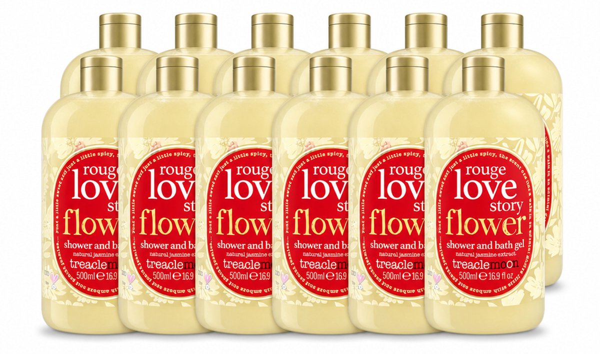 12 x Treaclemoon – Bad- & Douchegel – Rouge Love Story – 500 ml - Voordeelverpakking - 12 stuks