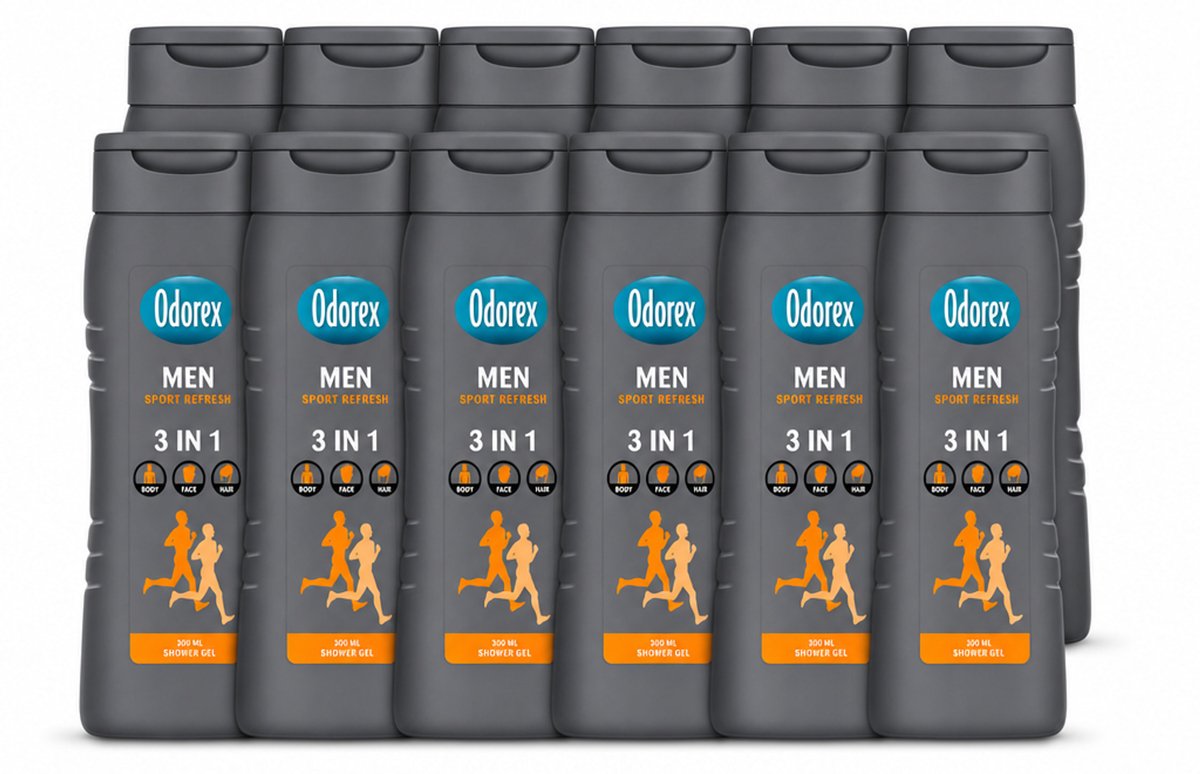 12 x Odorex – Douchegel – For Men Sport Refresh – 300 ml - Voordeelverpakking - 12 stuks
