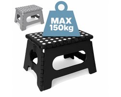 Opstapkrukje Inklapbaar - Antislip - 150KG - Huishoudtrap / Keukentrapje Opvouwbaar - Opstapje Volwassenen / Kinderen - Opstap Krukje - Opstapjes - Zwart - Löwenthal