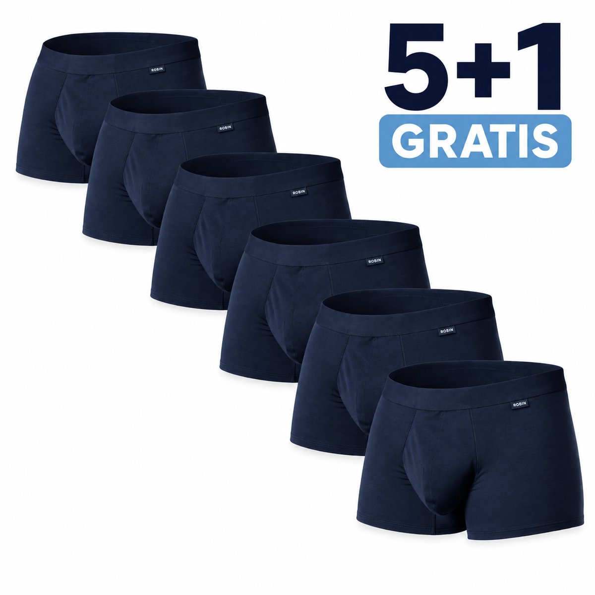 Robin Underwear Wasbaar Incontinentie Ondergoed Heren 6-Pack - Maat Small - Marineblauw - Lekvrij en Absorberend Ondergoed bij Lichte Incontinentie en Druppelverlies tot 70 ml