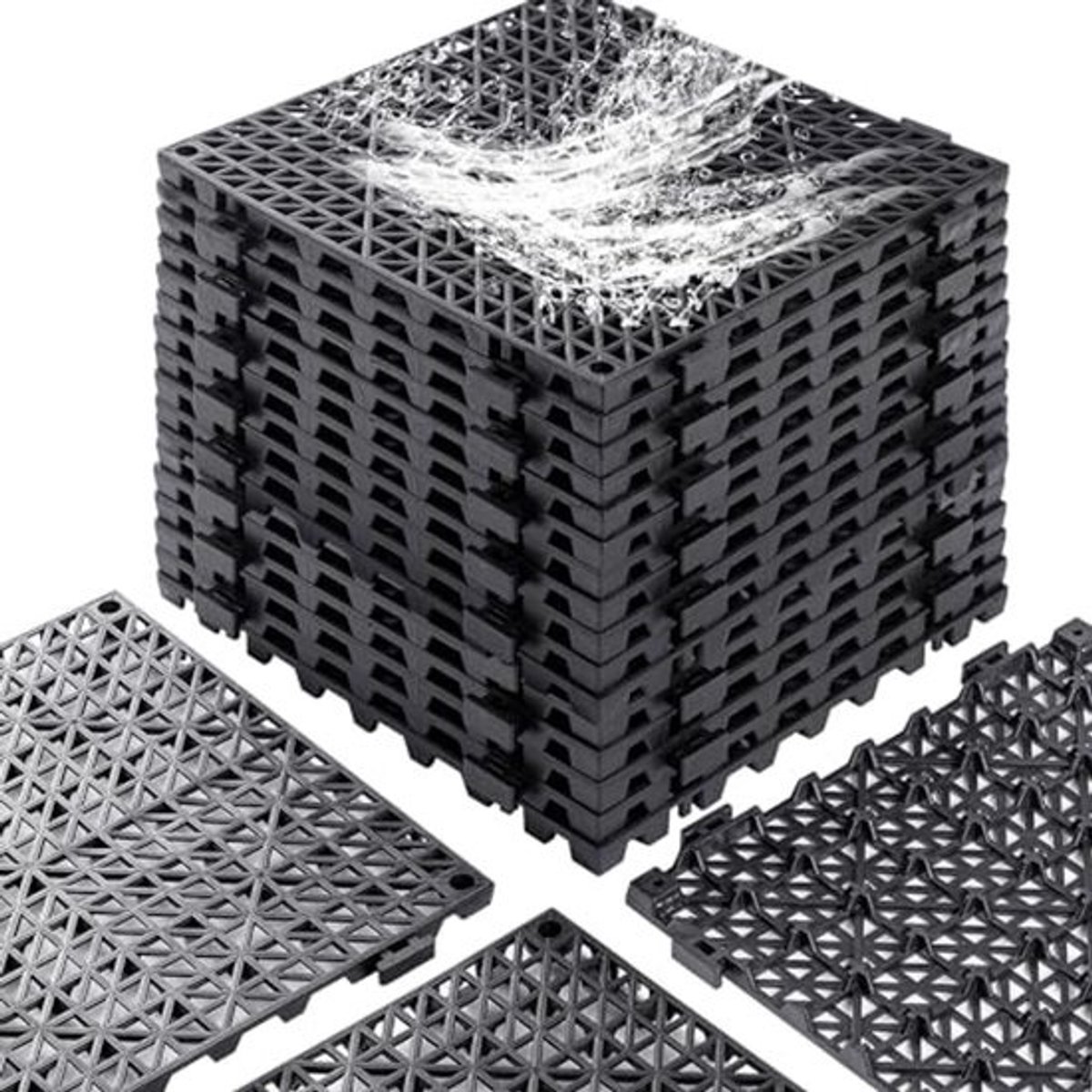 Antislip 30,5 x 30,5 cm Drainage Vloertegels voor Zwembad, Douche en Badkamer - 12 Stuks Modulaire Matten