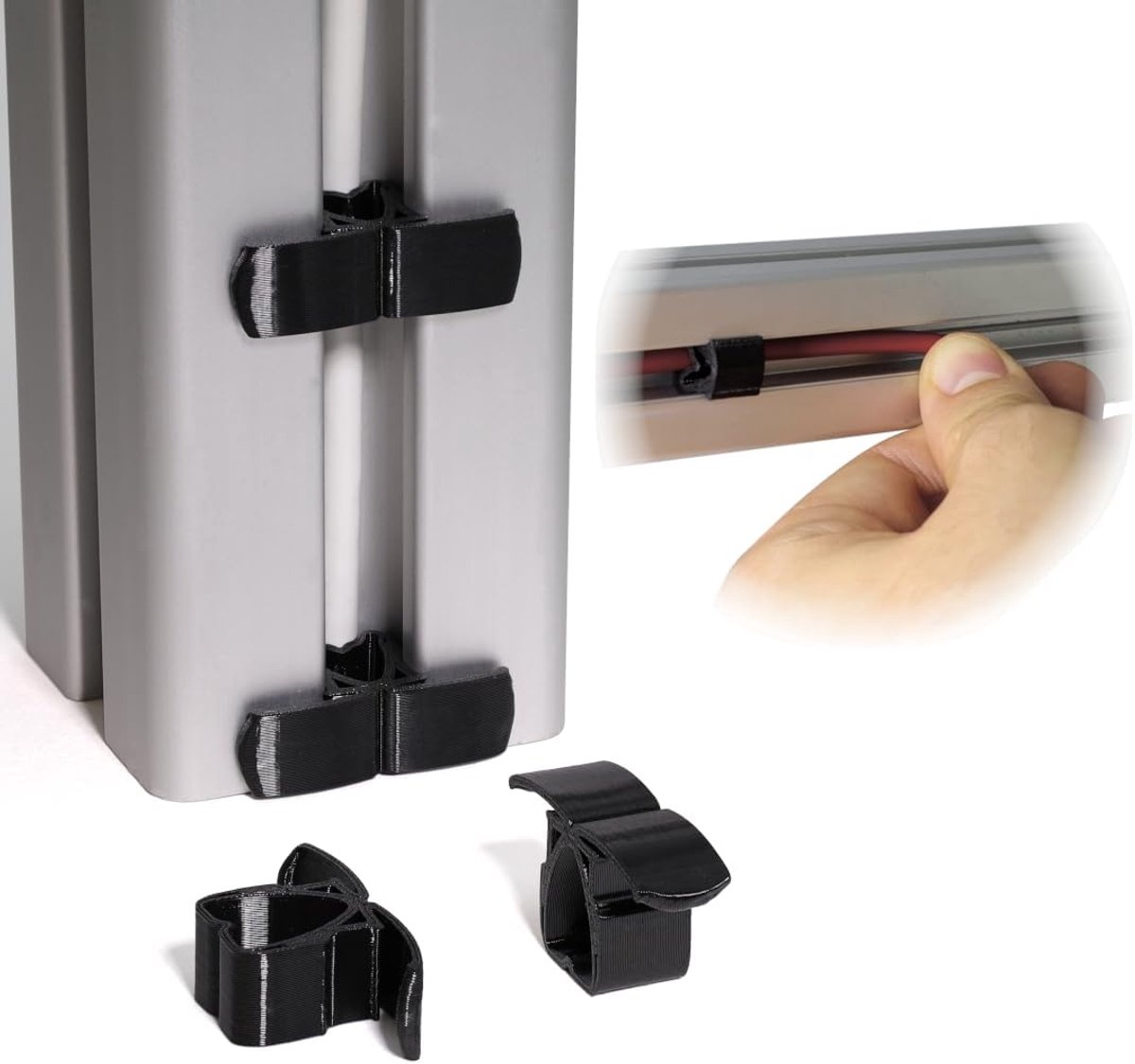 Klem voor kabelbevestiging, constructieprofiel, trekontlasting, snel inklikken voor slanghouder, clip voor aluminium profielen, trekontlasting (I-type groef 10 + verwijderingslussen, 100, stuks)