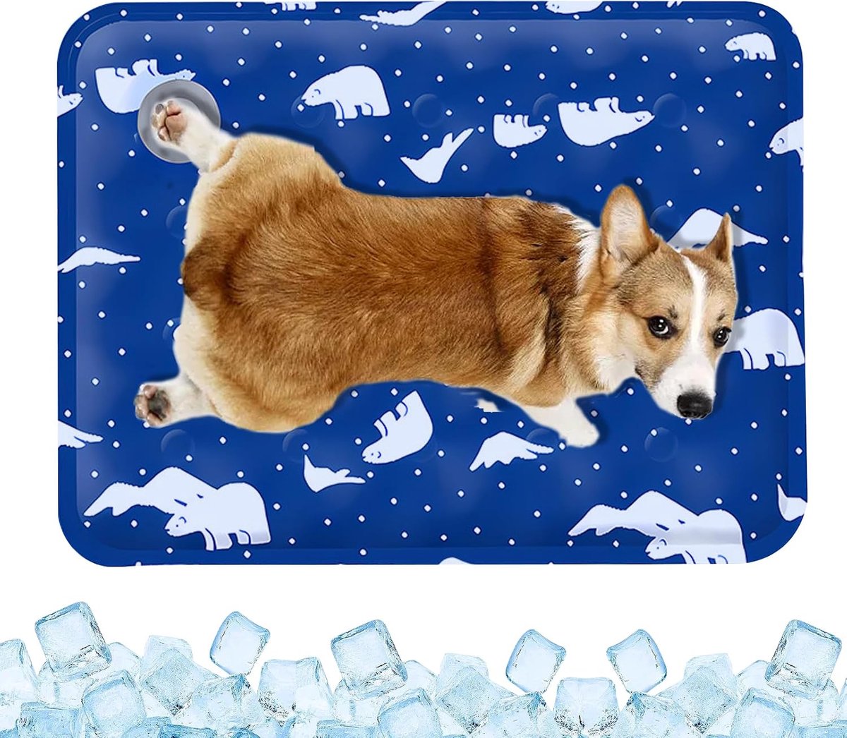 Koelmat voor honden en katten, 60 x 50 cm, koelmat, zelfkoelende hondenmat, met water gevulde koelmat, zelfkoelend met niet-giftige gel