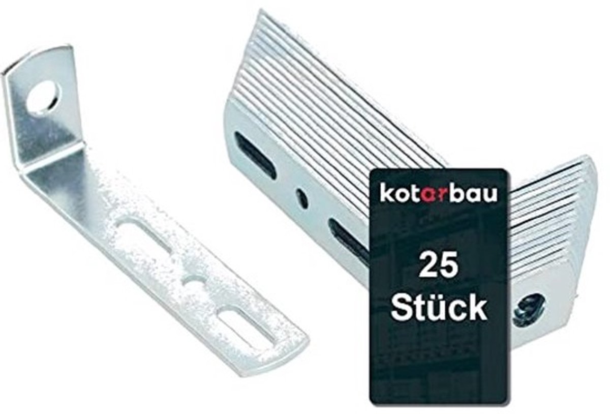 Wandbevestiging staal 75 x 25 x 15 mm met kantelbeveiliging voor meubels en kasten
