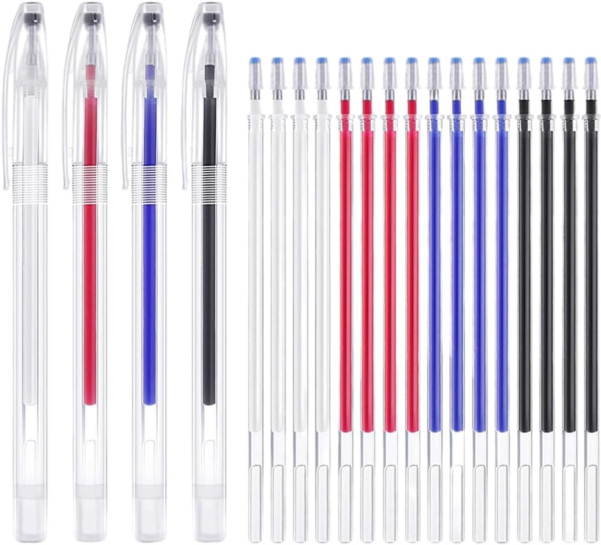 20 stuks warmuitwisbare textielmarkers met verwisselbare navulverpakking, uitwisbare stofstift voor borduurwerk, marker om te quilten