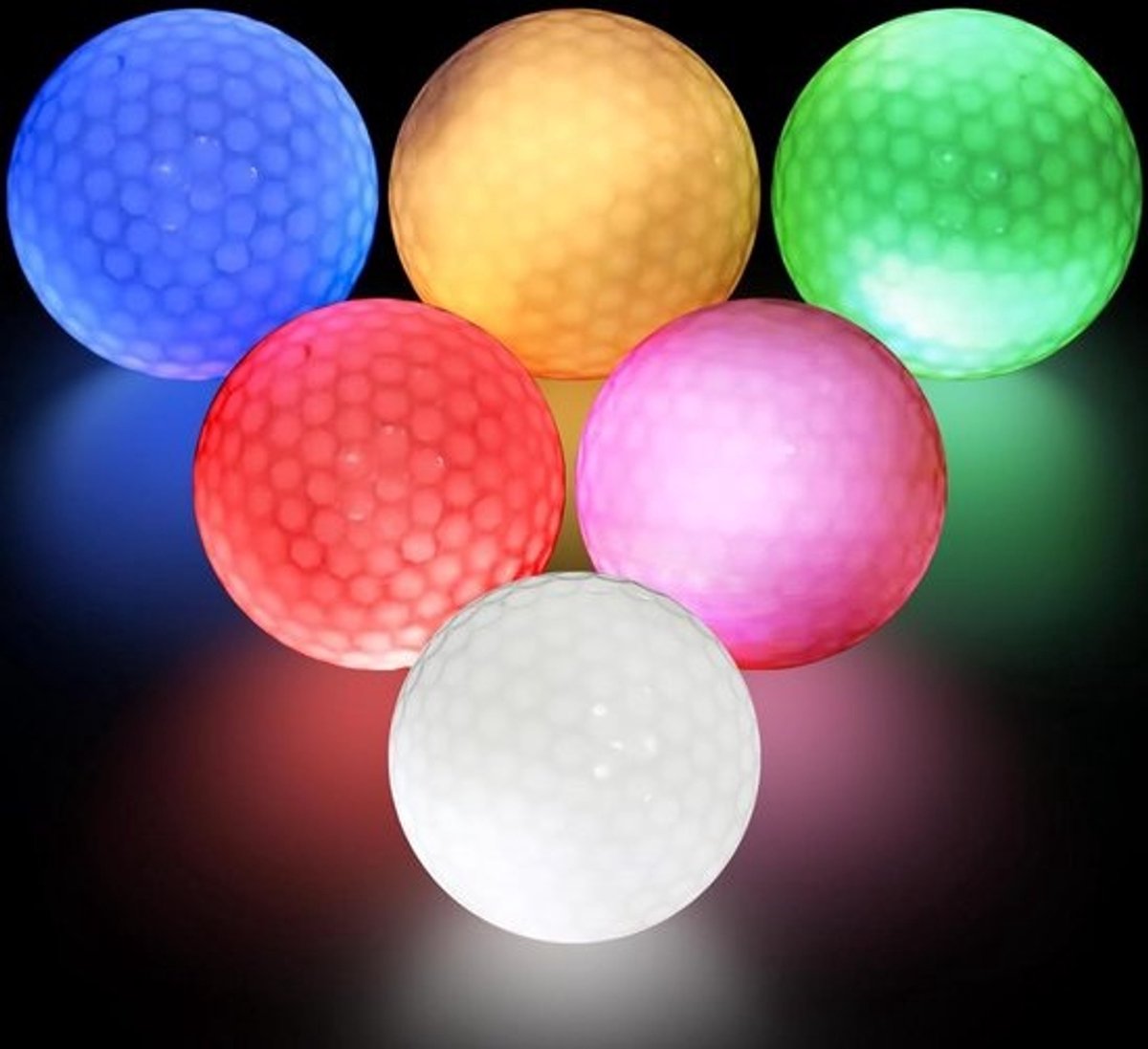 Lichtgevende golfballen - 6 stuks kleurrijk light up flashing led-golfballen met nachttrainingsfunctie .