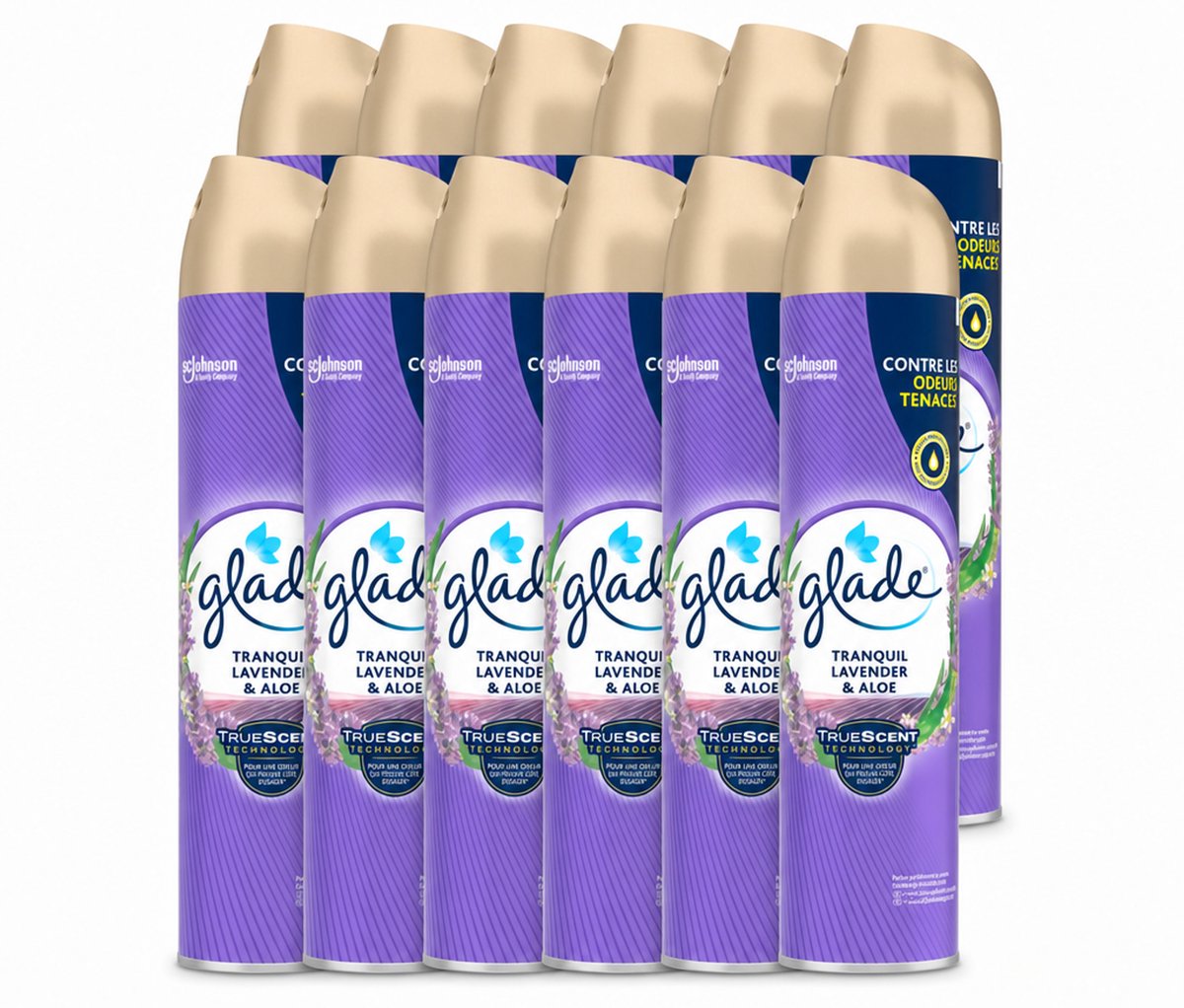 12 x Glade - Luchtverfrisser Spray - Tranquil Lavender & Aloë - 300 ml - Voordeelverpakking - 12 stuks