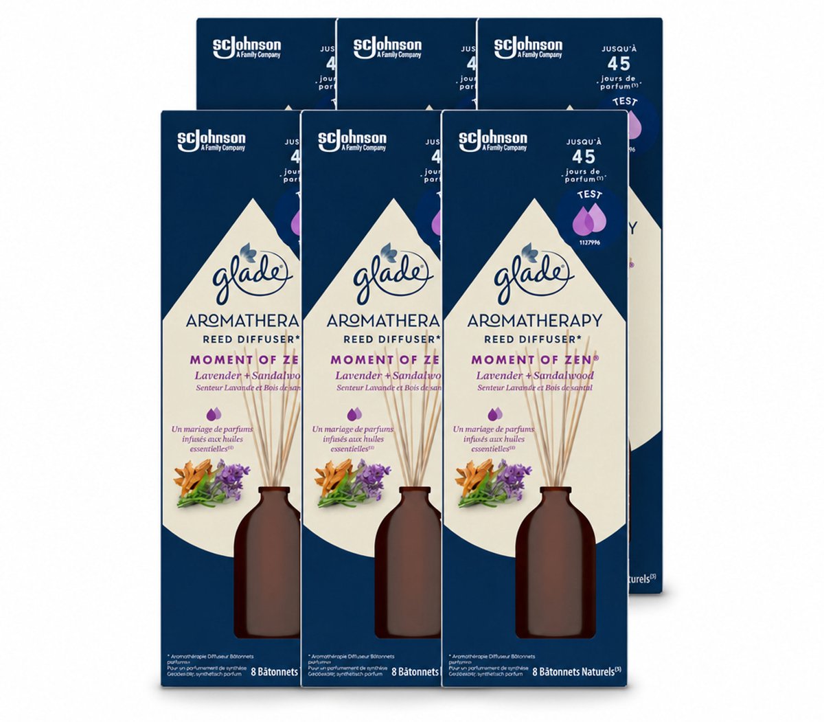 6 x Glade - Geurstokjes Moment van Zen - Aromatherapie Geurverspreiding - 80 ml - Voordeelverpakking - 6 stuks