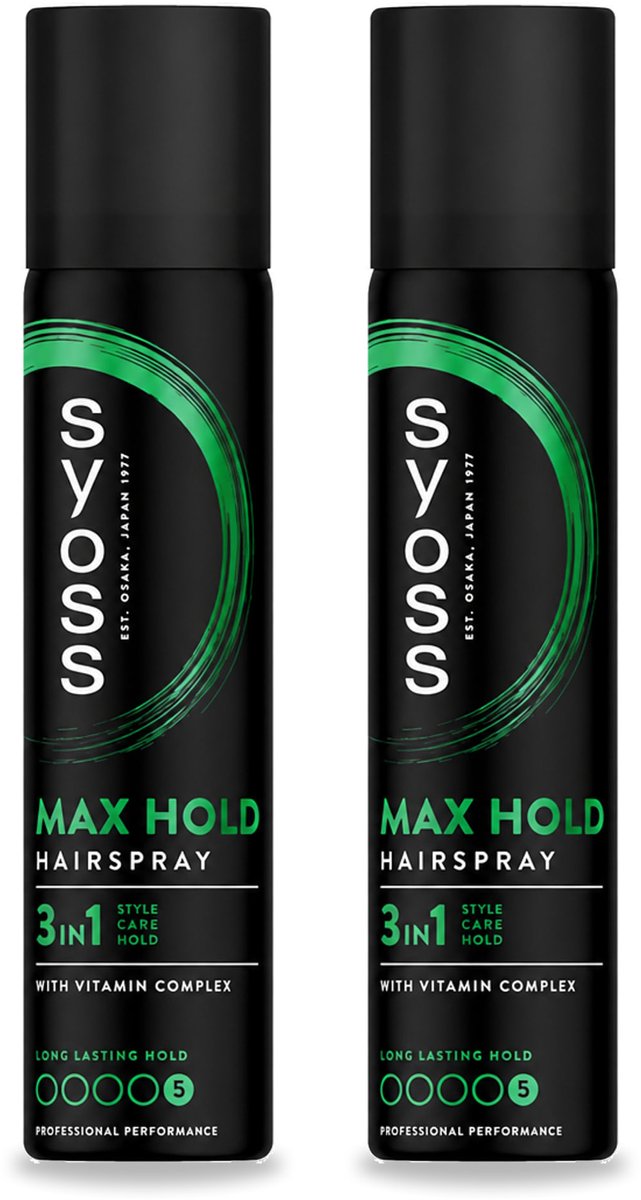 2 x Syoss - Max Hold - Haarspray - Compacte Fixatie - 75 ml - Voordeelverpakking - 2 stuks