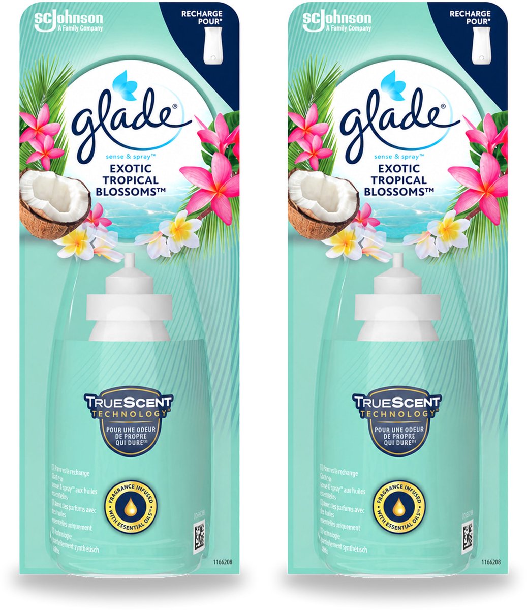2 x Glade – Sense & Spray Navulling – Exotic Tropical Blossoms – 18 ml - Voordeelverpakking - 2 stuks