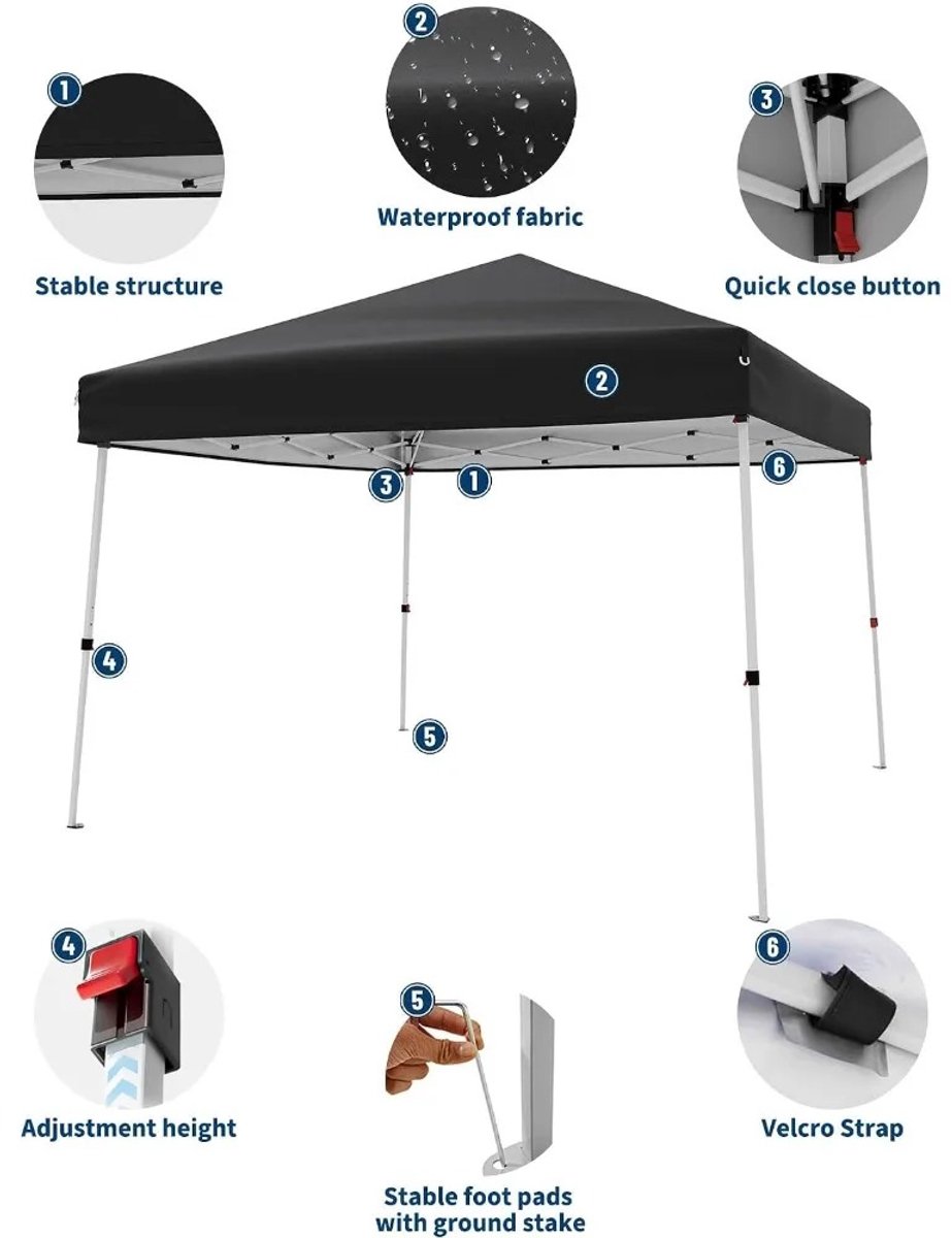 WentinkMo 10 X 10 Opklapbare partytent - Draagbare gazebo met 190T - Stalen frame