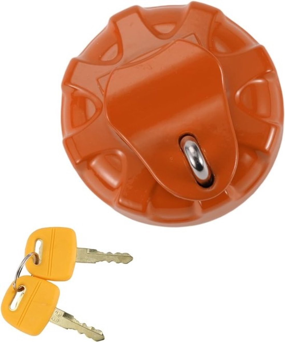 Vergrendelbare Benzinedop voor Graafmachines met 2 Sleutels - Brandstoftankdop in Zilver, Rood, Oranje en Geel - Veilig en Duurzaam Accessoire voor Bouwmachines