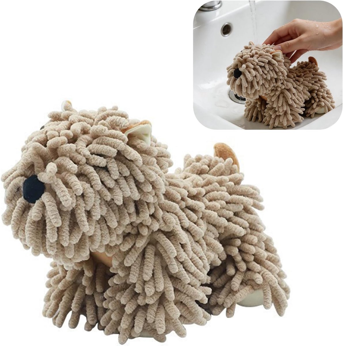 Handdoeken, huishouddoek, creatief gevormde wasbare handdoeken in de vorm van een puppy, pluizige zachte absorberende chenille handdoek als cadeau voor badkamer, keuken, wastafel