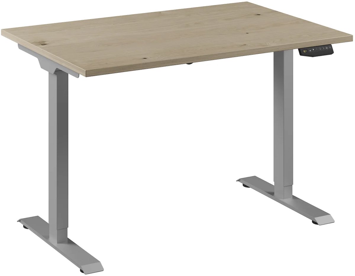 Bureau Adjust 1 Plus QA 120x80 Aluminium/Eiken wit
