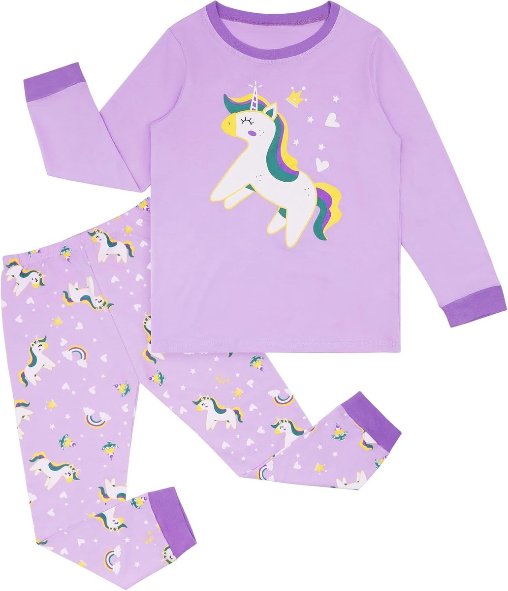 Jongens Meisjes Katoen Lange mouwen Eenhoorn Dinosaurus T-shirt en Broek Pyjama set Zacht 2-delig Nachtkleding Kinderhuisoutfit Vrijetijdskleding 2-8 jaar Maat 92-128