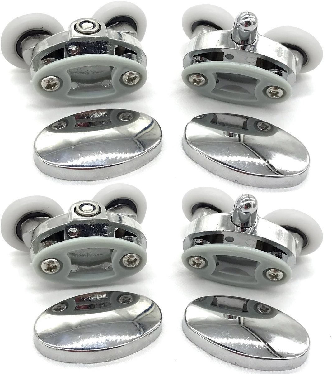 Douchecabine wieltjes - Zilver - 23 mm - Ovale Dubbele Douchedeurrollers van Verchroomde ABS Zinklegering - Voor Douchecabines