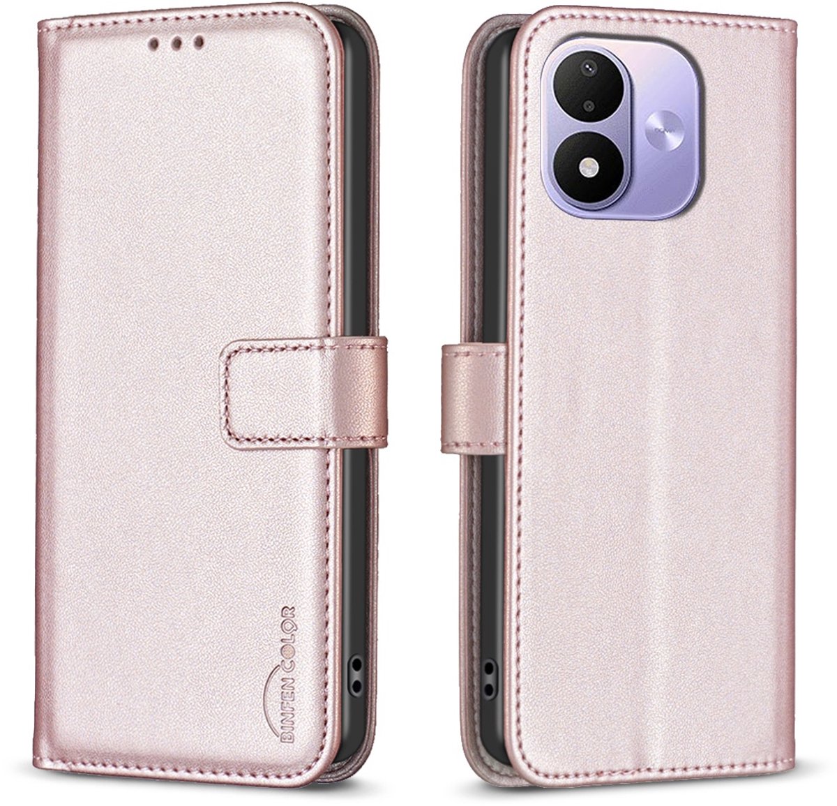 BINFEN Hoesje - Geschikt voor Xiaomi Redmi Note 17 4G / 5G Hoesje - BINFEN Color Book Case - Rose Gold