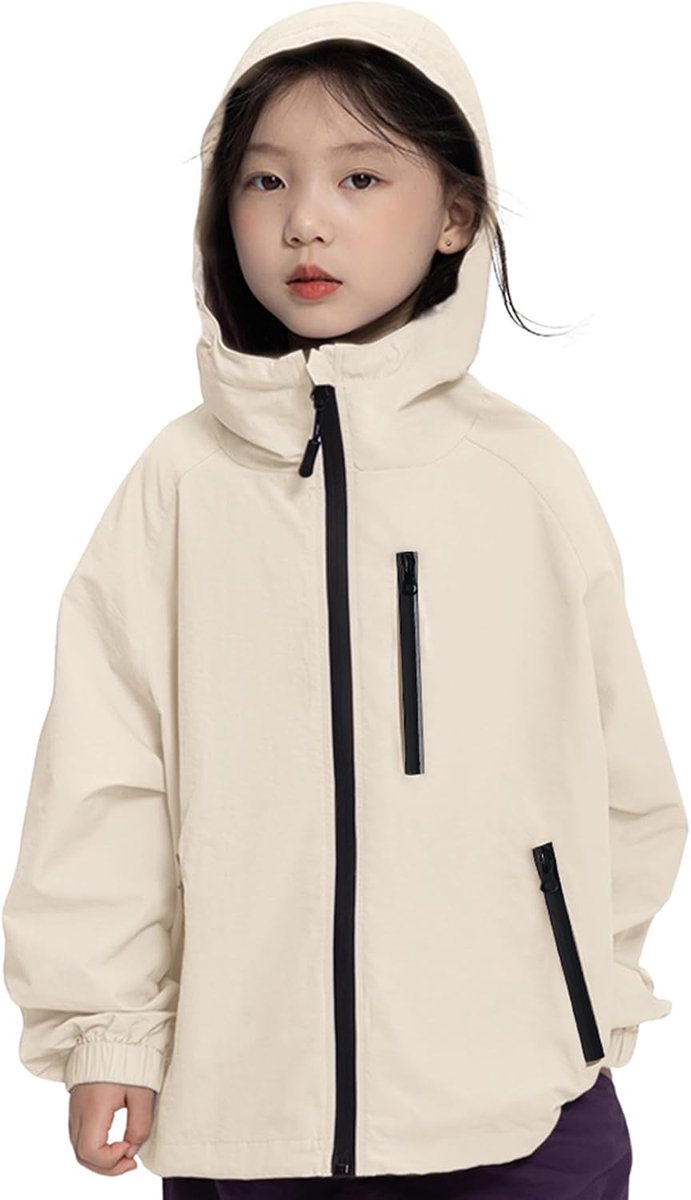 Waterdichte jas met capuchon voor meisjes, lichte regenjas, windbreaker, outwear, regenjassen voor kinderen, jongens, 7-14 jaar