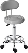 Werkstoel 38x38x70-86 cm Grijs Metalen constructie Stoel Kappersstoel Met rugleuning Met voetsteun In hoogte verstelbaar Zacht en comfortabel Stevig en duurzaam Te gebruiken in de slaapkamer, de make-upruimte en de studeerkamer