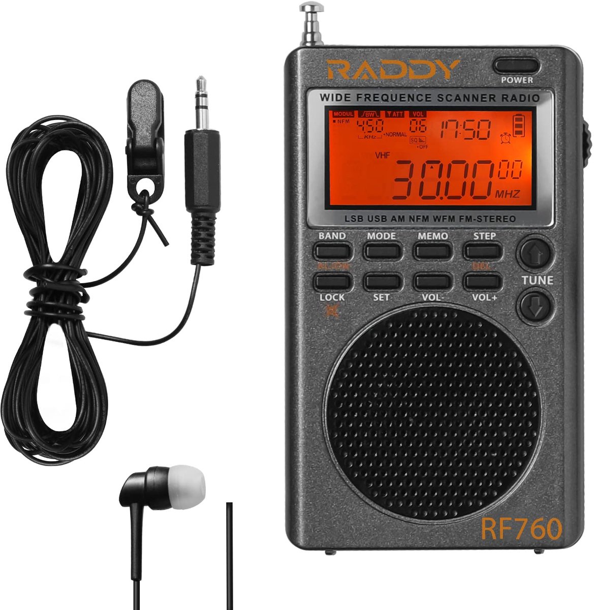 Multibandradio – Kortegolfradio – FM/AM/SW/CB/VHF/UHF/Air Band – SSB – 700 zenders – Oplaadbare batterij – Radio