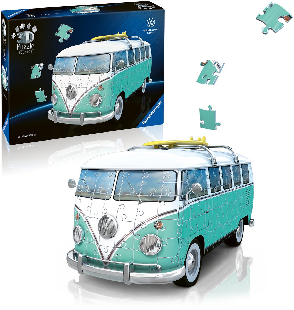 Ravensburger 3D Puzzle Iconics Volkswagen T1 Bulli Chrome Edition - 185 Stukjes - Vanaf 8 Jaar