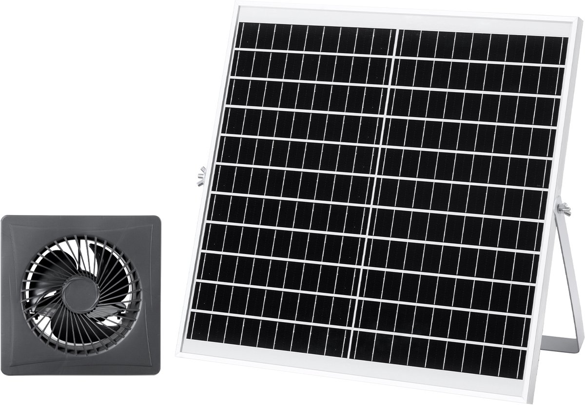 VEVOR 20W Solarventilator, 12V Zonnepaneel met Ventilator en Accu, Max. 2030 RPM, Zonneventilator voor 374 m³/h Luchtstroom, 4,3 m/s, op Zonne-Energie Werkende Afzuigventilator voor Kleine Kippenhokken en Kassen