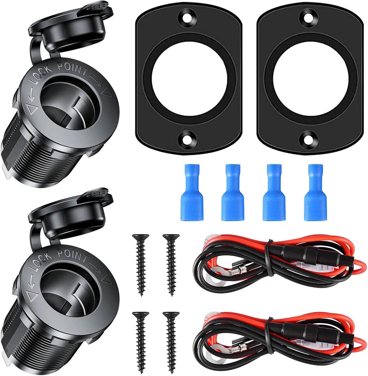 Autolader - Set van 2 - Waterdicht - USB-autolader - Sigarettenaansteker lader - 12 V - 60 cm