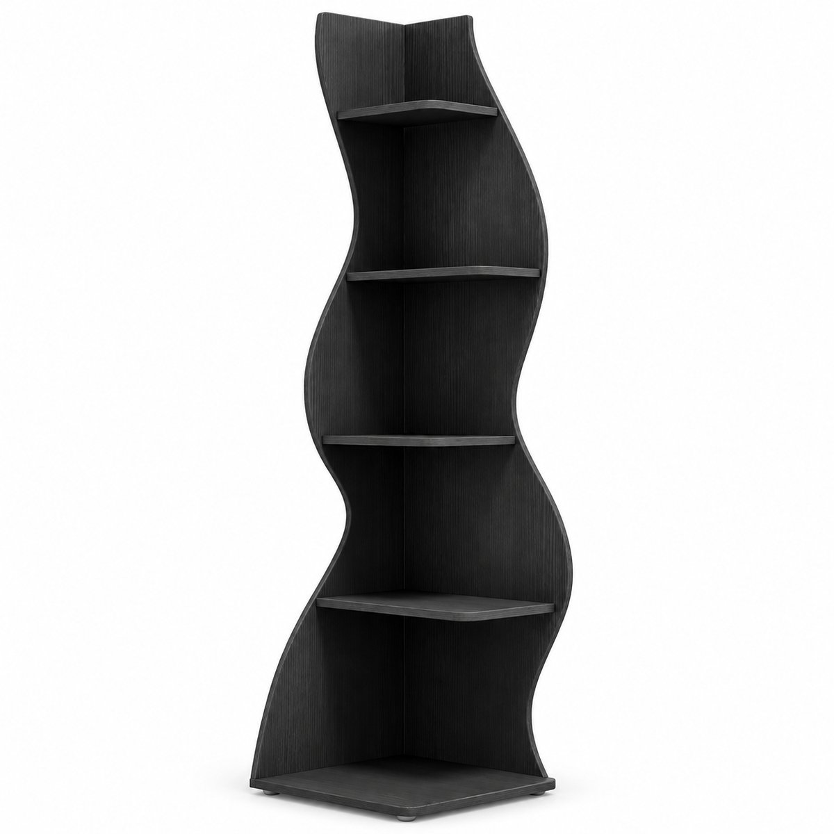 DMG Supply Hoekrek - Golvend Ontwerp - 5 Niveaus - 49,6 x 46,8 x 174,3 cm - Zwart - Houtmateriaal