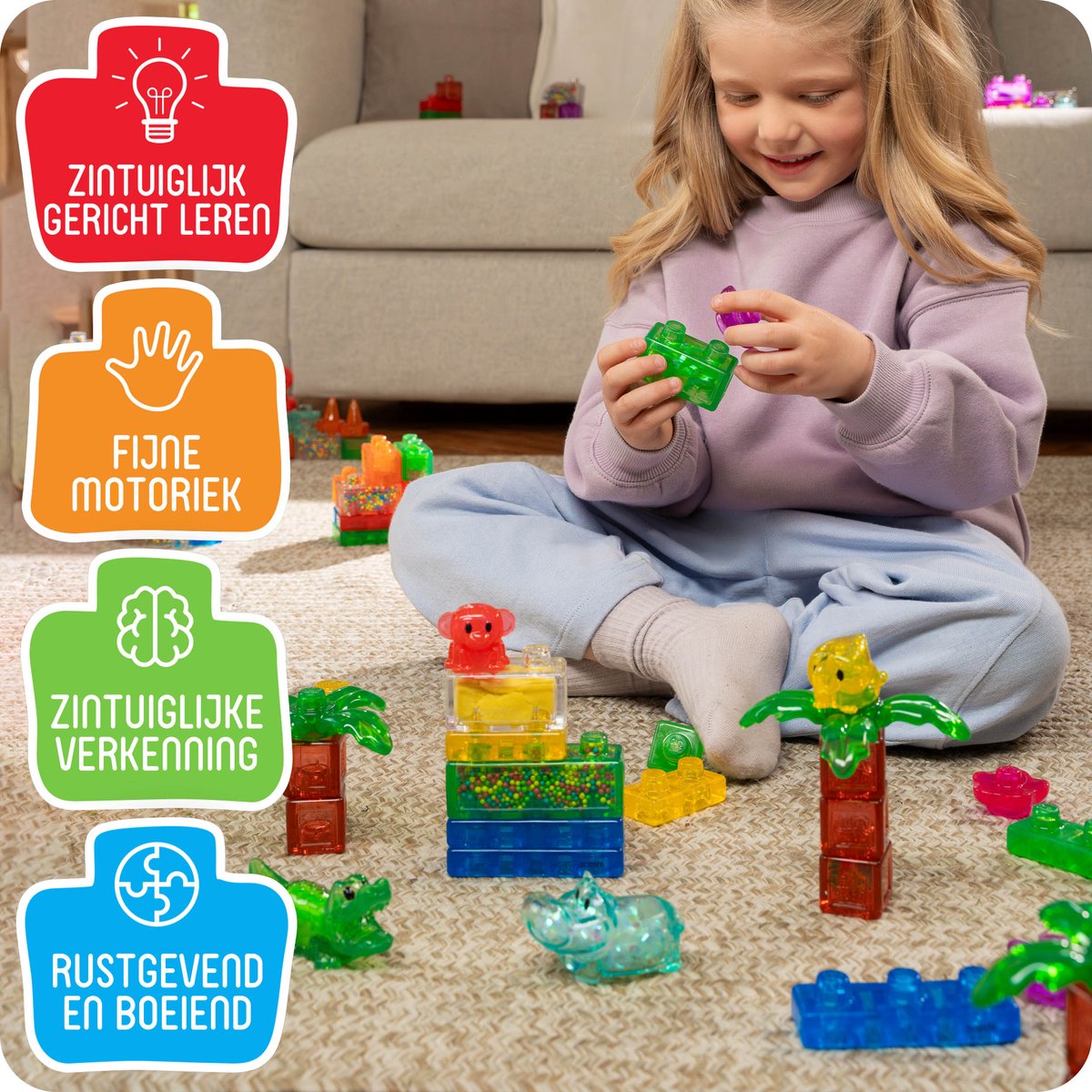 Goliath Jelly Blox Jelly Jungle Set - Constructiespeelgoed - Zachte Bouwblokken - Pijnvrij Spelen - Vanaf 2 jaar - BPA vrij — cadeau in Spellen & Speelgoed - foto 2
