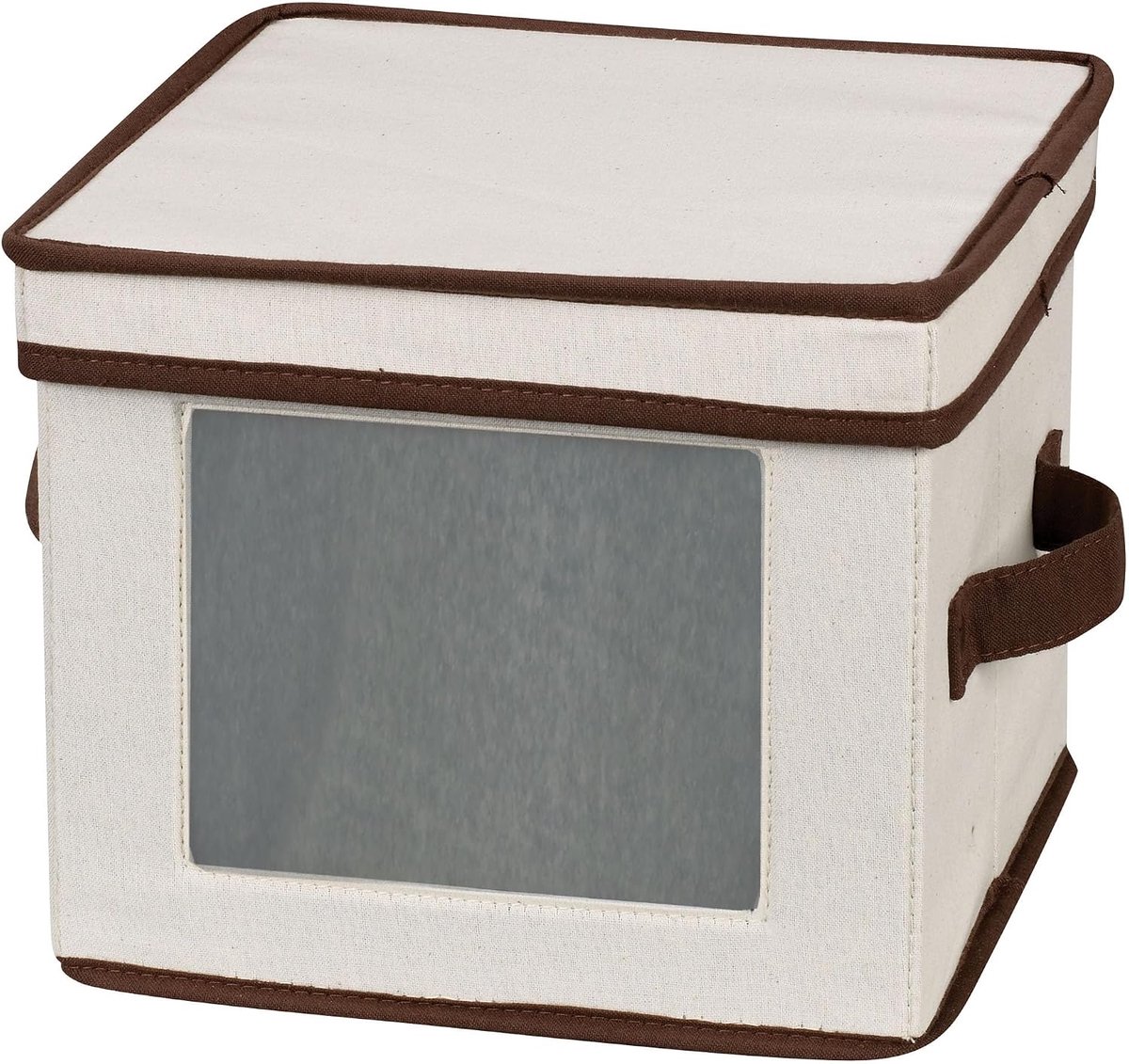 Essentials Dessertplaat of kom opslag kist, natuurlijk canvas met bruine versiering