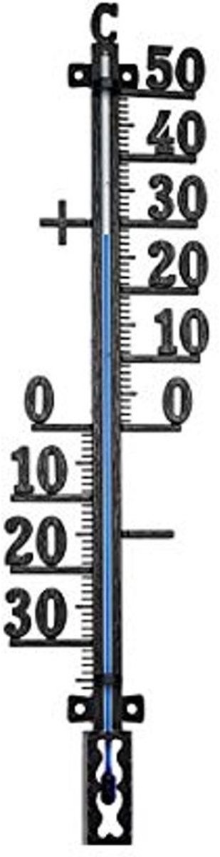 Thermometer van gesmeed metaal, zwart, 42 cm
