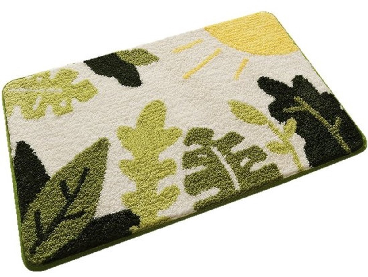 Badmat - Vloerkleed - Badkamer Decoratie - Zachte Microvezel - 50 x 80 cm - Groene Bladeren