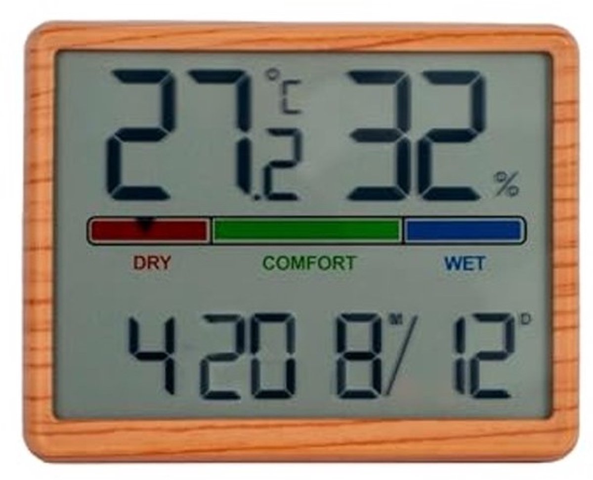 Digitale Binnenthermometer met Hygrometer, Comfortindicator, Klok en Kalender - Ideaal voor Thuis