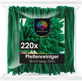 Een pak met 220 groene pijpenragers, 30 cm lang.