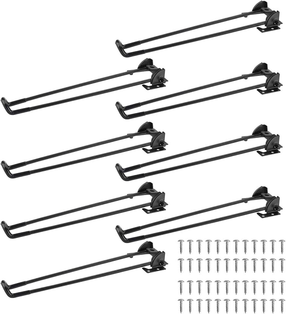 Set van 8 haarspelden, 43 cm, zwart, inklapbare haarspelden, tafelpoten, metalen haarspeld voeten, meubelpoten, metalen haarspeld, meubelpoten voor tafel, laptop, nachtkastje, salontafelpoot