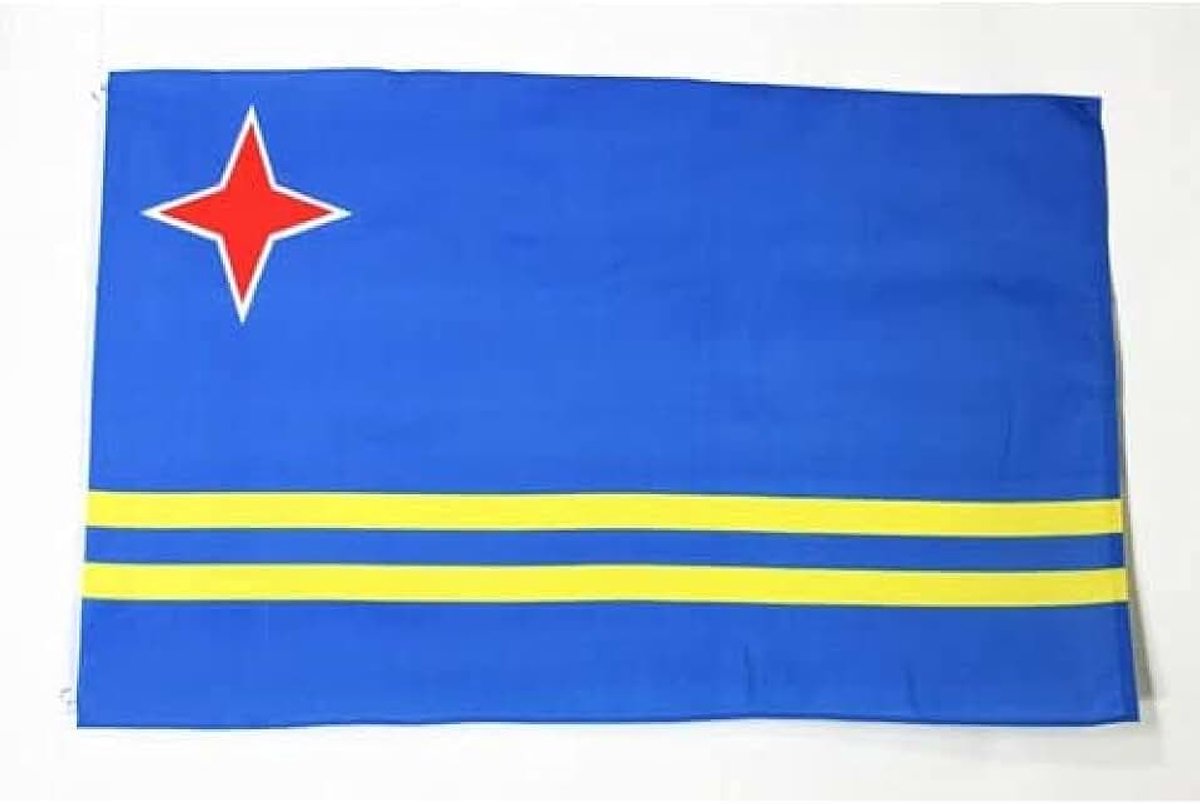 Vlag Aruba 90x60 cm Vlag Arubaans Polyester 100D 2 Ringen | Binnen en buiten decoratieve vlag dubbel gestikte naden en verstevigde randen met metalen ogen 100D polyester